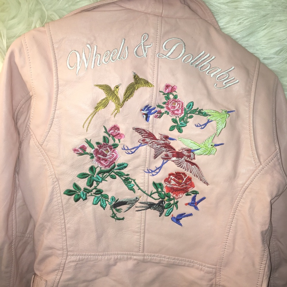 RARE Wheels&Dollbaby Pink Leather Jacket